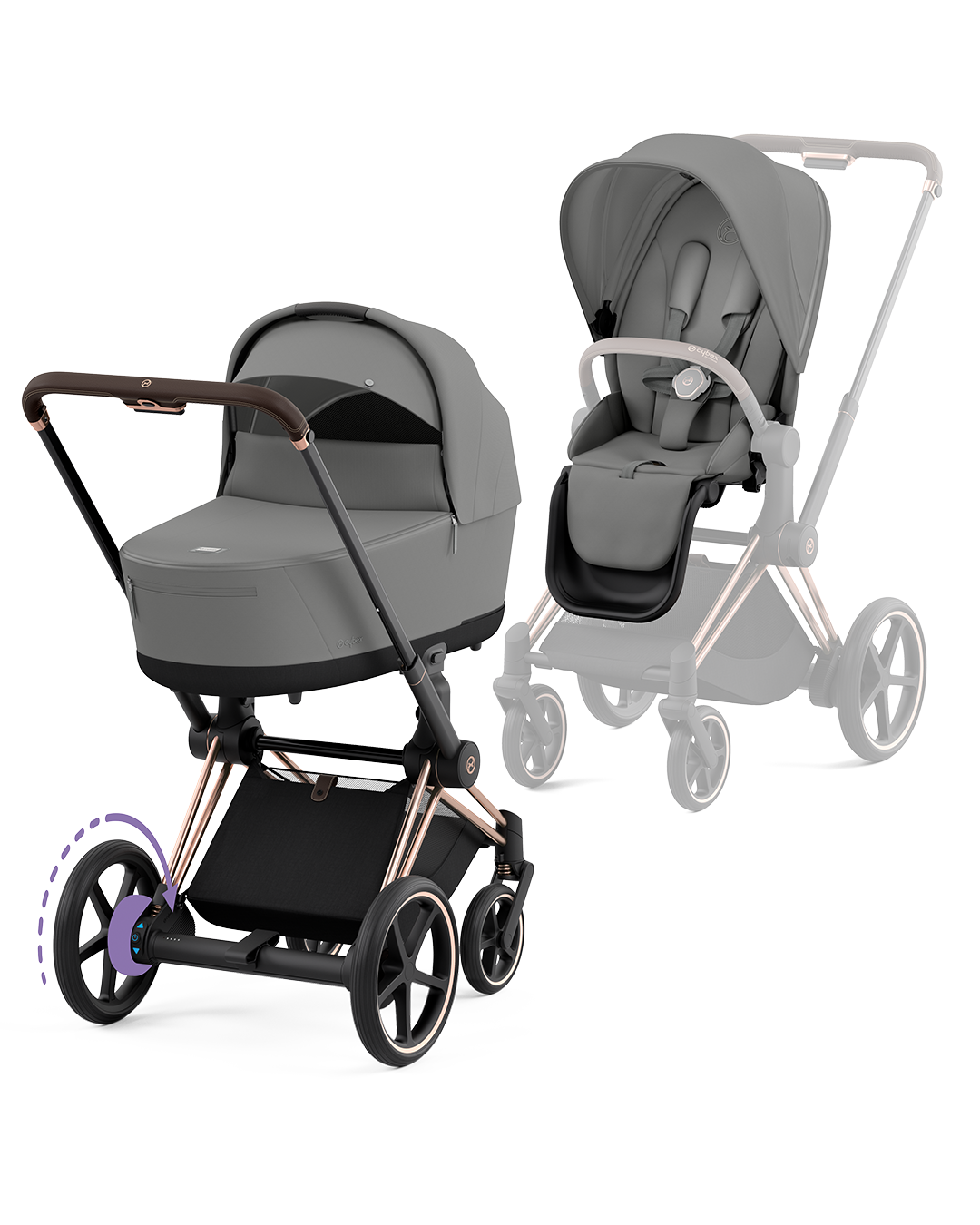 E-Priam inkl. liggedel - Mirage Grey